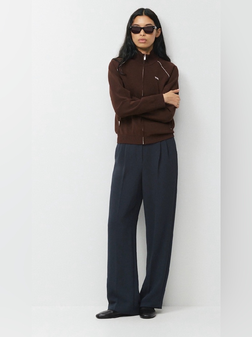 Aritzia The effortless pant Wilfred Zip dark Navy Trousers